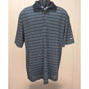 Nike Golf Mens Dri-Fit Performance Polo Large Black Striped